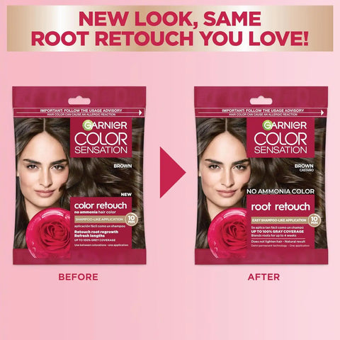 Garnier Color Sensation Root Retouch, Demi Permanent Hair Dye for Roots with 100% Gray Coverage and No Ammonia, Brown Hair Dye 5.0, Pack of 6 (Packaging May Vary)