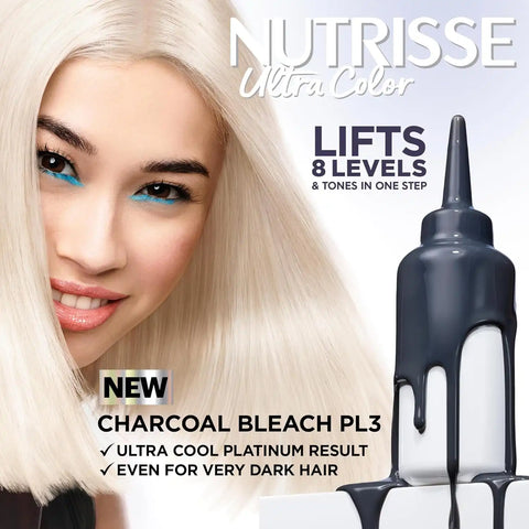 Garnier Nutrisse Ultra Color Hair Color, Permanent Hair Dye for Up to 8 Weeks of Bold, Vibrant, Fade-Resistant Results, Vegan & Cruelty-Free, PL3 Ultra Cool Platinum (Charcoal), 1 Count