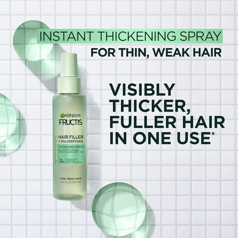 Garnier Fructis Hair Filler Fullness Repair Thickening Spray, Volumizing Spray with Polypeptides and Hair Repair Complex for Thin, Weak Split Ends, 4.4 Fl Oz (Pack of 2)
