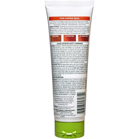 Garnier Nutrisse 5 Minute Nourishing Color Hair Mask with Triple Oils Delivers Day 1 Color Results, for Color Treated Hair, Vibrant Copper, 4.2 fl. oz.