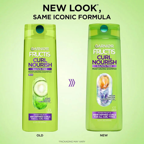 Garnier Fructis Curl Nourish Sulfate Free Moisturizing Shampoo, 12.5 Fl Oz, (Packaging May Vary) (Pack of 3)