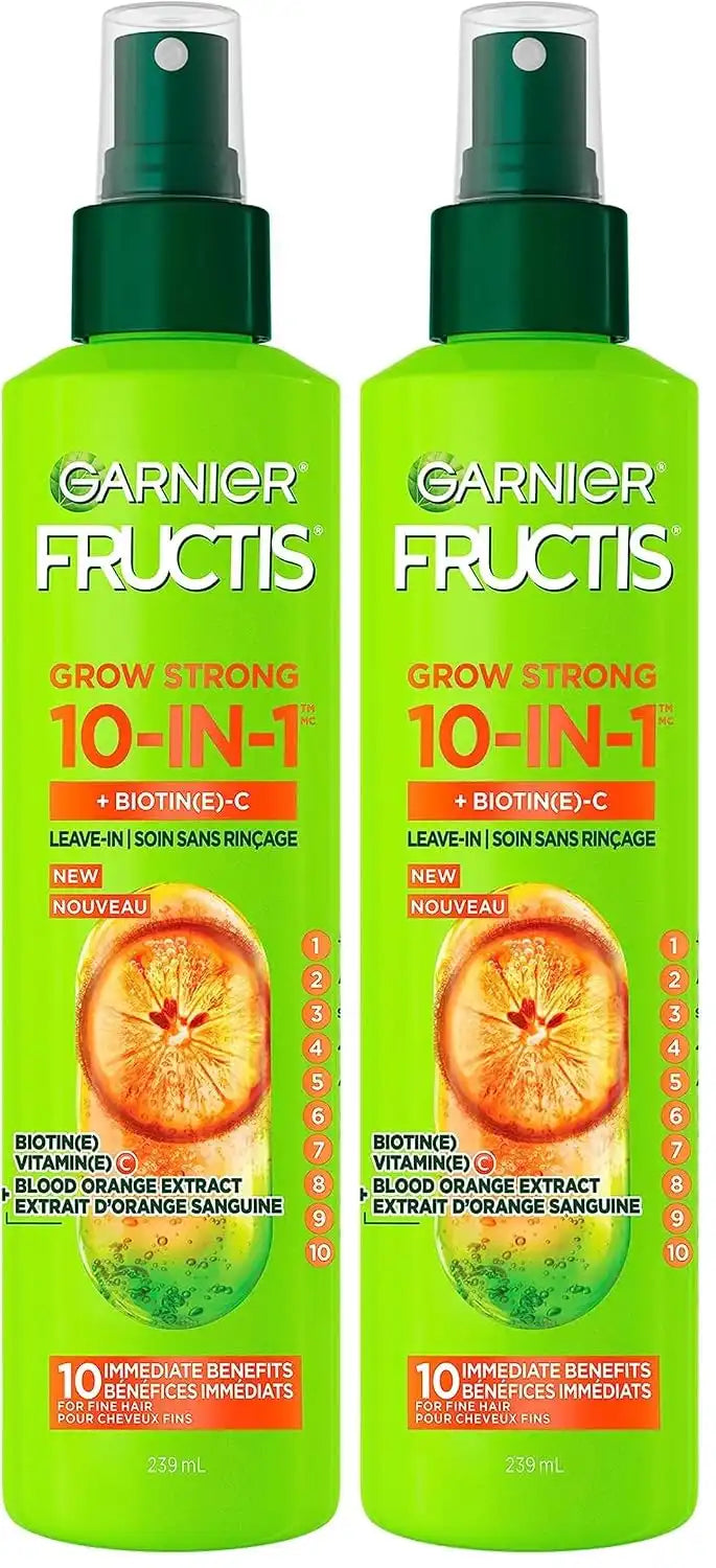 Garnier Fructis Grow Strong Thickening 10-in-1 Spray,Biotin-C,8.1 Fl Oz,(Packaging May Vary),(Pack of 2)