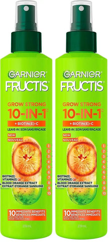 Garnier Fructis Grow Strong Thickening 10-in-1 Spray,Biotin-C,8.1 Fl Oz,(Packaging May Vary),(Pack of 2)
