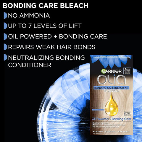 Garnier Olia Hair Color, Ammonia-Free Permanent Hair Dye, Oil-Powered Formula for up to 7+ levels of lift with Bonding Care, Vegan & Cruelty Free, B+++ Bleach Blonde Extreme, 2 Count