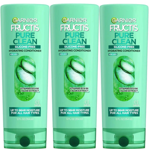Garnier Fructis Pure Clean Hydrating Conditioner, 12 Fl Oz, 3 Count (Packaging May Vary)