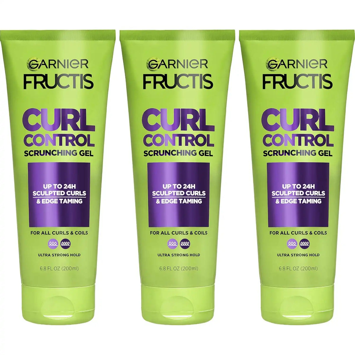 Garnier Fructis Curl Control Scrunching Hair Gel, Curl Jelly for Curly, Wavy, and Coily Hair with Frizz & Edge Control, Up to 24 HR Shape & Shine, 6.8 Fl Oz, 3 Count (Packaging May Vary)