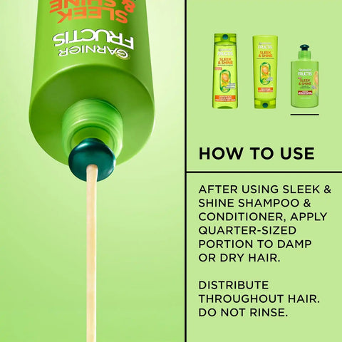 Garnier Fructis Sleek & Shine Leave-In Conditioner Cream, Anti-Frizz Hair Treatment with Plant Keratin + Argan Oil, Controls Frizz and Provides Smoothness For Frizzy, Dry Hair, 10.2 Fl Oz (Pack of 2)