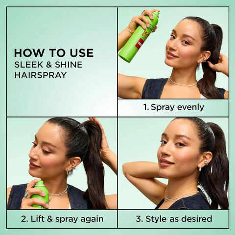 Garnier Fructis Sleek & Shine Hairspray, Provides 24-Hour Anti-Humidity and Frizz Control, Extra Strong Hold, Infused with Bamboo Extract for Ultra-Smooth Hair, 8.25 oz, 3 Count (Packaging May Vary)