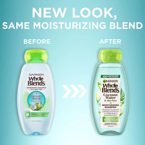 Garnier Whole Blends Coconut Water & Aloe Vera Refreshing Shampoo for Normal Hair, 28 Fl Oz, 1 Count (Packaging May Vary)