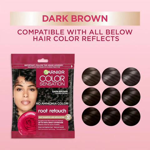 Garnier Color Sensation Root Retouch, Demi Permanent Hair Dye for Roots with 100% Gray Coverage and No Ammonia, Dark Brown Hair Dye 4.0, Pack of 6 (Packaging May Vary)