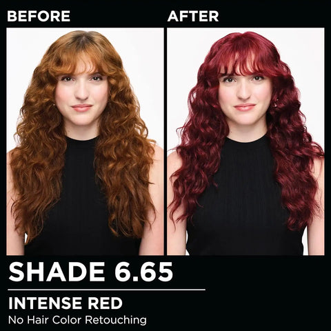 Garnier Olia Hair Color, Ammonia-Free Permanent Hair Dye, Oil-Powered Formula for 100% Gray Coverage and 3x Shinier Hair, Vegan & Cruelty Free, 6.65 Intense Red, 2 Count