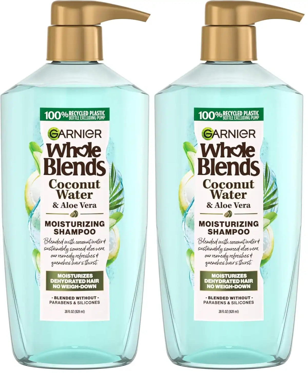 Garnier Whole Blends Coconut Water & Aloe Vera Refreshing Shampoo for Normal Hair, 26.6 Fl Oz, 1 Count (Packaging May Vary) (Pack of 2)