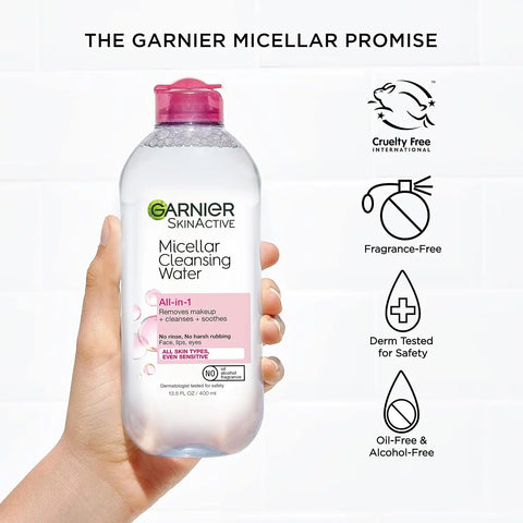 Maybelline The Falsies Lash Lift Washable Mascara + Garnier SkinActive Micellar Water Bundle, Includes 1 Mascara in Very Black and 1 Makeup Remover