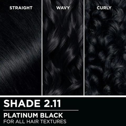 Garnier Olia Hair Color, Ammonia-Free Permanent Hair Dye, Oil-Powered Formula for 100% Gray Coverage and 3x Shinier Hair, Vegan & Cruelty Free, 2.11 Platinum Black, 1 Count
