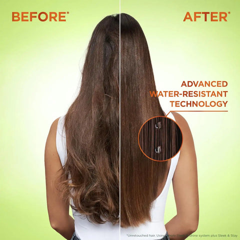 Garnier Fructis Sleek & Shine Shampoo, Conditioner + Leave-In Conditioer Set for Frizzy, Dry Hair, Plant Keratin + Argan Oil (3 Items), 1 Kit (Packaging May Vary)