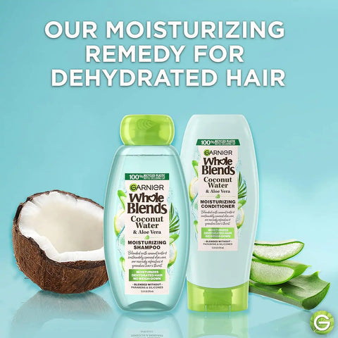 Garnier Whole Blends Coconut Water & Aloe Vera Refreshing Shampoo for Normal Hair, 26.6 Fl Oz, 1 Count (Packaging May Vary) (Pack of 2)