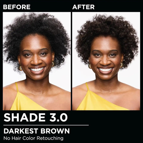 Garnier Olia Hair Color, Ammonia-Free Permanent Hair Dye, Oil-Powered Formula for 100% Gray Coverage and 3x Shinier Hair, Vegan & Cruelty Free, 3.0 Darkest Brown, 2 Count