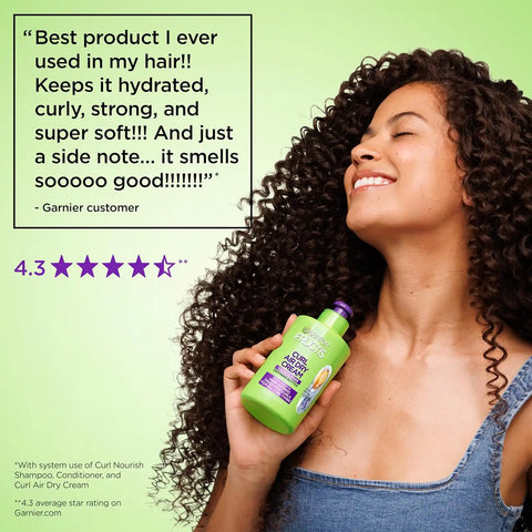 Garnier Fructis Curl Nourish Air Dry Cream Leave In Conditioner, Sulfate-Free Curl Defining Cream For Moisture and Frizz Control Waves, Curls, and Coils, 10.2 Fl Oz, Pack of 2 (Packaging May Vary)