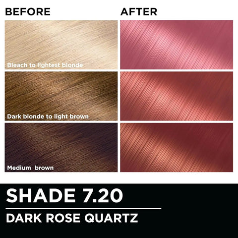 Garnier Olia Hair Color, Ammonia-Free Permanent Hair Dye, Oil-Powered Formula for 100% Gray Coverage and 3x Shinier Hair, Vegan & Cruelty Free, 7.20 Dark Rose Quartz, 2 Count