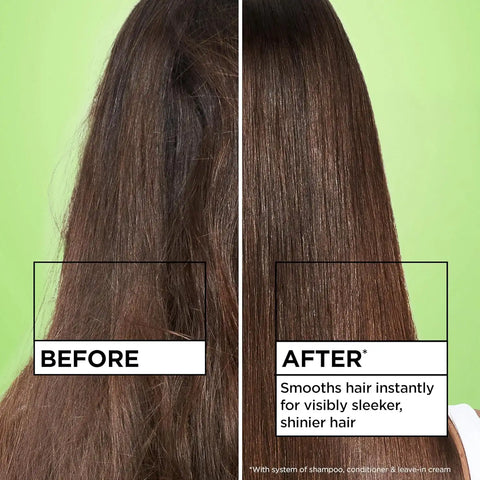 Garnier Fructis Sleek & Shine Leave-In Conditioner Cream, Anti-Frizz Hair Treatment with Plant Keratin + Argan Oil, Controls Frizz and Provides Smoothness For Frizzy, Dry Hair, 10.2 Fl Oz