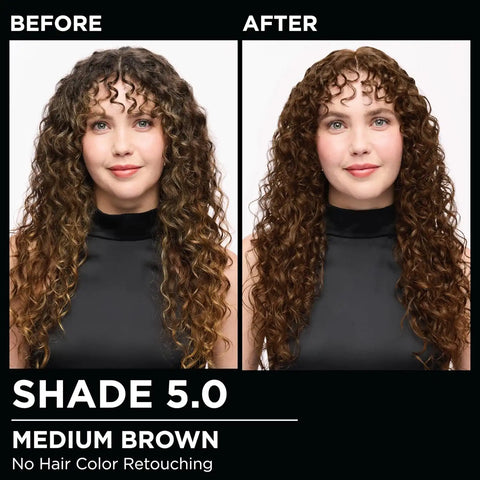 Garnier Olia Hair Color, Ammonia-Free Permanent Hair Dye, Oil-Powered Formula for 100% Gray Coverage and 3x Shinier Hair, Vegan & Cruelty Free, 5.0 Medium Brown, 2 Count