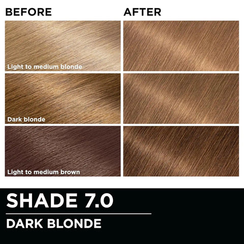 Garnier Olia Hair Color, Ammonia-Free Permanent Hair Dye, Oil-Powered Formula for 100% Gray Coverage and 3x Shinier Hair, Vegan & Cruelty Free, 7.0 Dark Blonde, 2 Count