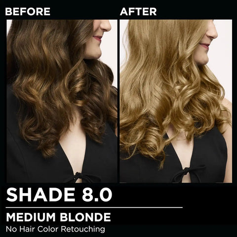 Garnier Olia Hair Color, Ammonia-Free Permanent Hair Dye, Oil-Powered Formula for 100% Gray Coverage and 3x Shinier Hair, Vegan & Cruelty Free, 8.0 Medium Blonde, 2 Count