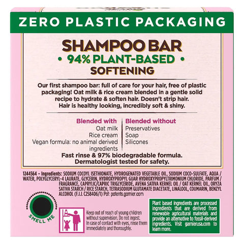 Garnier Whole Blends Softening Shampoo Bar for Fine to Normal Hair, Oat Delicacy, 2 Oz, 1 Count (Packaging May Vary)