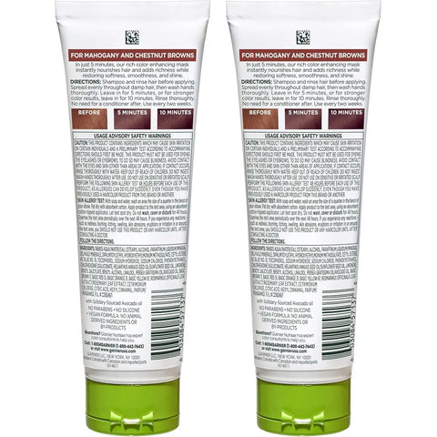 Garnier Hair Color Nutrisse Color Reviver 5 MIN Color Mask, Warm Brown for Color Treated Hair to Nourish & Adds Richness (For Mahogany and Chestnut Browns), 4.2 Fl Oz, 2 Count (Packaging May Vary)